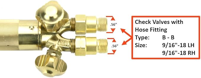 SÜA - Heavy Duty Oxy-Fuel Torch Compatible with Harris with Check Valves + Cutting Tip (Acetylene)