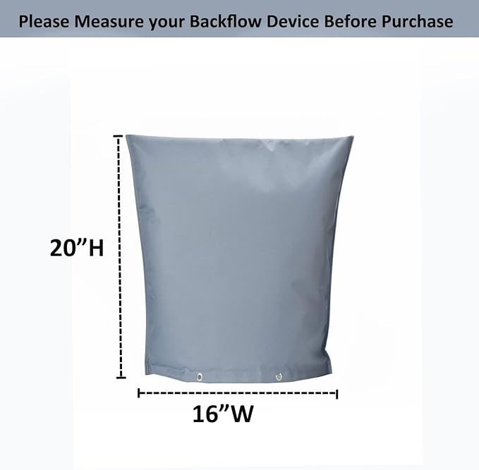 Outdoor Backflow Preventer Insulation Cover, Insulated Pouch for Winter Pipe Freeze Protection Sprinkler Valves in Snow or Sun Exposure, Waterproof Sprinkler Valve System Cover (16 " W x 20 " H, Gray)