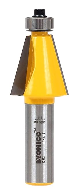 Yonico Chamfer Router Bits Bevel Edge Forming 15 Degree 1/2-Inch Shank 13912