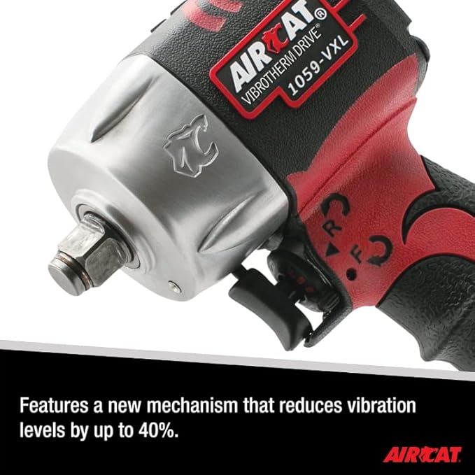 AIRCAT Pneumatic Tools 1059-VXL: 3/8-Inch Vibrotherm Drive Composite Compact Impact Wrench 750 ft-lbs of Torque