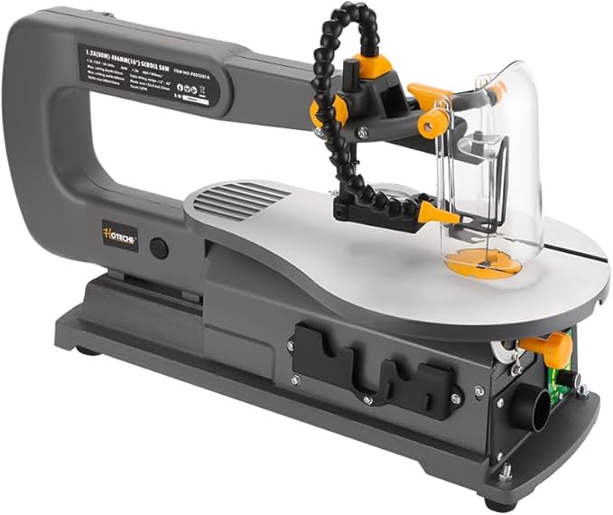 Hoteche 16-inch Power Scroll Saws for Woodworking, 1.2-Amp, Variable Speed, with Large Tilting Working Table and Integrated Dust Port