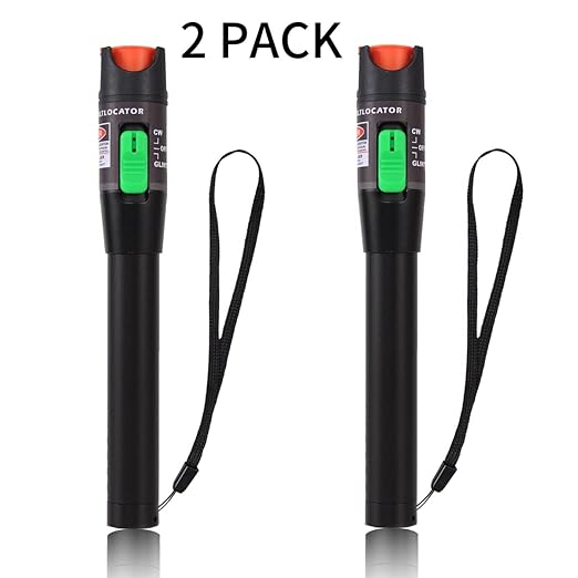 2PCS Visual Fault Locator 30KM Fiber Optic Cable Tester Meter Red Light VFL with 2.5mm Universal Connector for FC/SC/ST Adapter Pen for CATV Telecommunications Engineering Maintenance