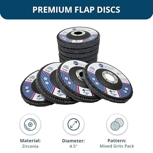 Benchmark Abrasives 4.5" x 7/8" Premium High Density Jumbo Zirconia Type 29 Flap Discs 4 1/2 for Angle Grinder, Sanding Discs, Finishing - Grinding Wheels 4 1/2 Inch - (100 Pack) Mixed Grit Pack
