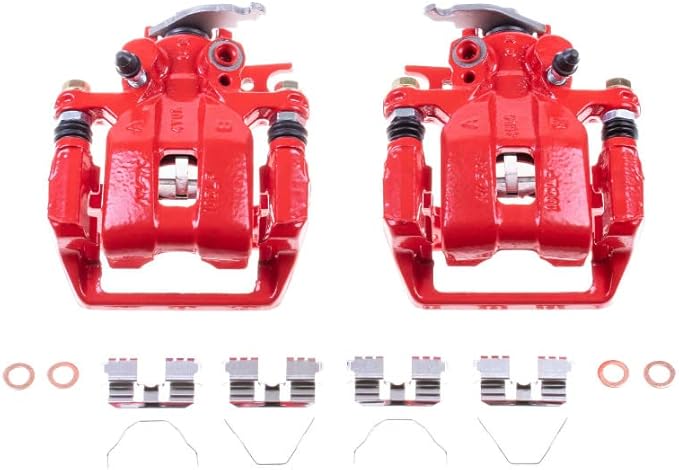 Power Stop Rear S7096 Pair of High-Temp Red Powder Coated Calipers For Honda Accord 2013-2017 [Model Specific]