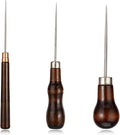 3 Pcs Awl Tool Set Scratch Awl Tool with Wooden Handle Gourd Piercing Bradawl Needle Tools Shape Pin Punching for Leather Punch Hole Craft Repair Shoes (Reddish Brown)