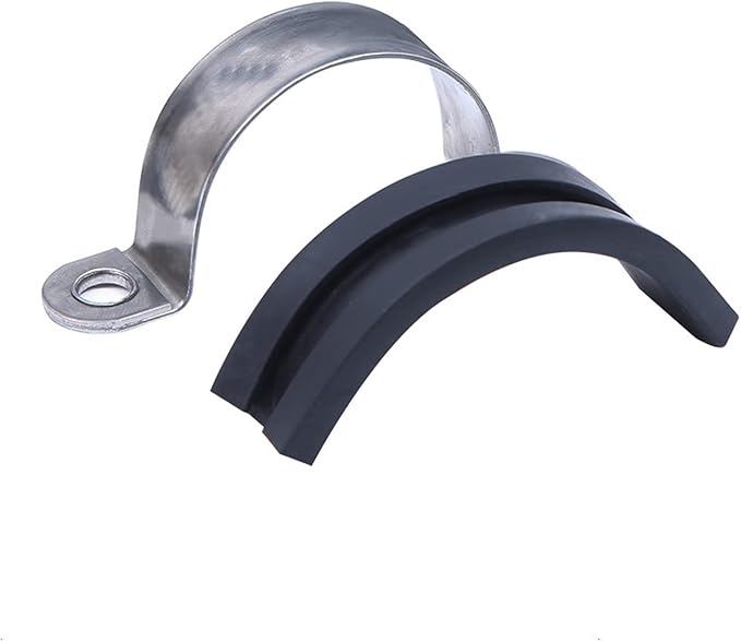 10pcs 20mm 2 Hole U-Tube Strap Clamp, 304 Stainless Steel with EPDM Rubber Lined Clip, Double-Layer Gaskets Rubber Cushioned Insulated Clamp for Tube, Pipe or Wire Cord Installation