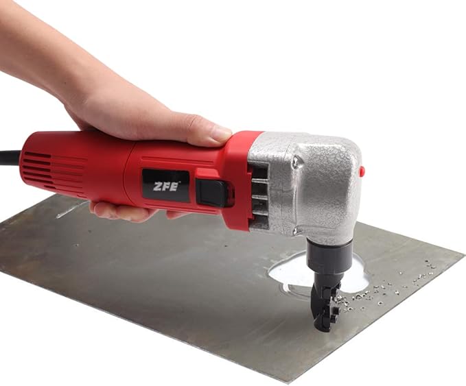 Electric Metal Nibbler, ZFE 380W Electric Sheet Steel Nibbler Metal Shear with 1700RPM High Speed Rotor for Cutting Stainless Steel, Aluminium, Plastic
