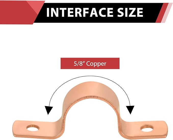 Pro 30-Pack EFIELD 5/8-Inch Copper Pipe Straps, Two-Hole Clamp Mount, Copper Made, (COPPER126)