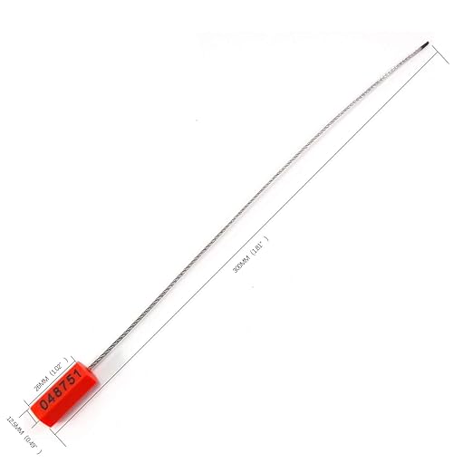 50 Numbered Steel Cable Security Seals - Metal Wire Tamper Seals, Pull Tight Cable Tie for Containers (Red)