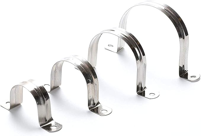 4 Pcs 5inch Rigid Pipe Strap,Two Hole Stainless Steel Strap U Bracket, Widened Tube Strap Tension Clip Assortment Kit Heavy Duty Pipe Clamp for Pipe Fixing（133mm）