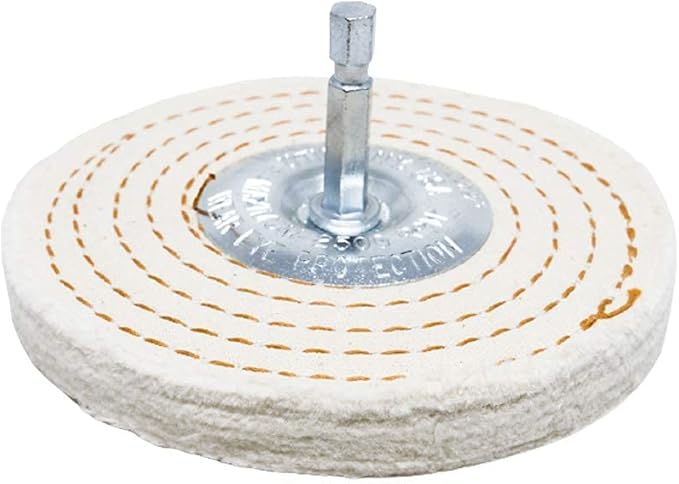 Benchmark Abrasives 4" Cotton Spiral Buffing Polishing Wheel for Bench Grinder with 1/4" Mandrel, for Polishing Finishing Smoothing on Aluminum, Stainless Steel (Cotton Spiral)