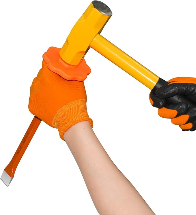 12inch Heavy Duty Flat Chisel with Hand Protection,Flat Head,Demolishing/Masonry/Carving/Concrete Breaker Chisels with Bi-Material Hand Guard