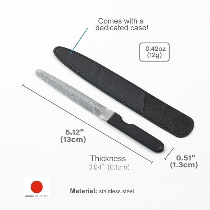 Uniquely Curved Metal Nail File [ Made in Japan ] Premium Handcrafted Diamond Nail Filer