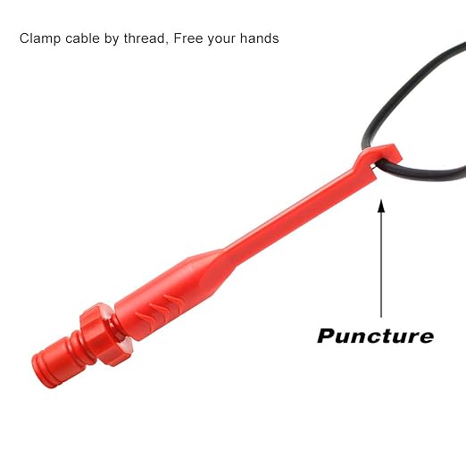 Electronic Wire Piercing Probe Clip for Automotive Diagnostic Tester Tool, Puncture Wire Back Probe Pins Insulation for Car Circuit Detection Black&Red, 2 Pack