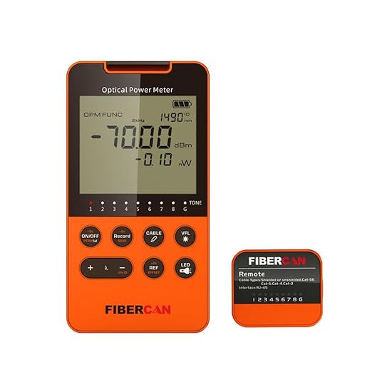 Optical Power Meter -50~+30dbm Built-in 10mW Visual Fault Locator Portable Optical Cable Tester Network Tools with RJ45 Remote