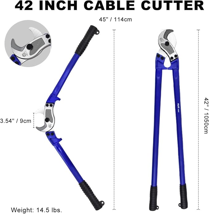 ZrgGea Cable Cutters 42 inch | Wire Snips Heavy Duty | Industrial-Grade Heavy-Duty Cable Cutter, Forged from T8 Alloy Steel, Hardness HRC56, Sharp Cutting. for Cutting Cables and Wire Ropes
