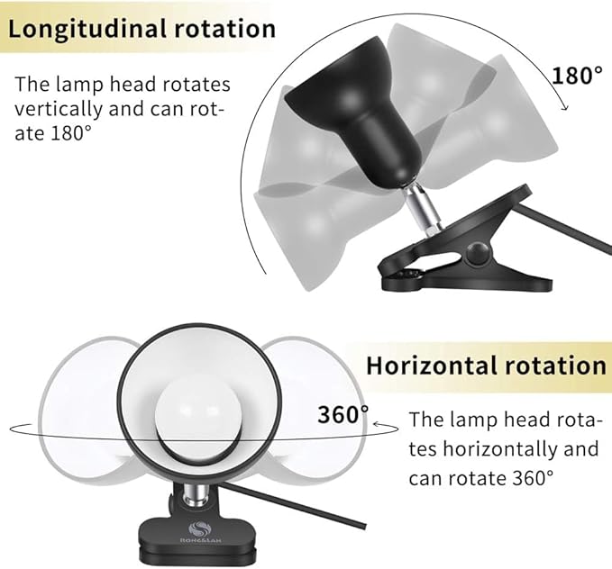 RONG&LAN Desk lamp,360° Rotation Clip on Lamp Portable Book Reading Light,Clamp on Desk/Table/Bunk Bed/Cupboard Home Lighting, (Seven Colors for Your Choice) Yellow