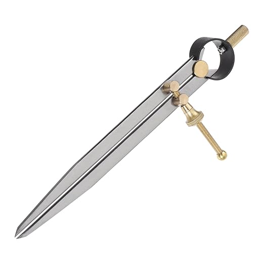 Spring Joint Caliper - [7 Inch] Carbon Steel Spring Divider Caliper with Brass Fulcrum for Metalworking Drawing Use, Flat Leg