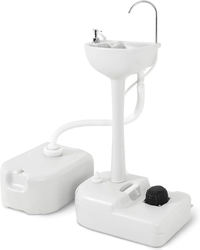 YITAHOME Portable Sink Camping Hand Washing Station, 17 L Wash Basin Stand with 24L Recovery Tank, Rolling Wheels, Soap Dispenser, Towel Holder, for Garden, Outdoor, Travel, Boat, Gather, Worksite