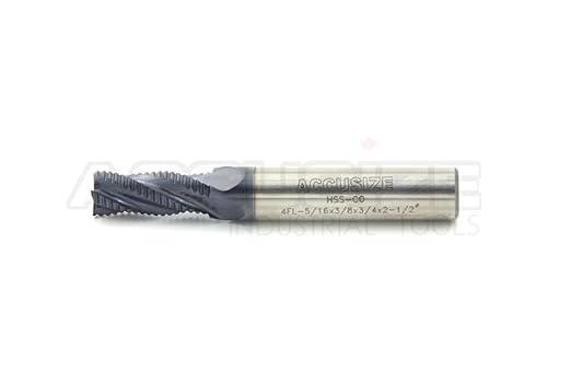 Accusize Industrial Tools 5/16'' Fine Tooth M42 8% Cobalt Tialn Roughing End Mill, 3/8'' Shk Dia, 3/4'' Flute Length, 2-1/2'' Oal, 4 Flute, 1104-0516