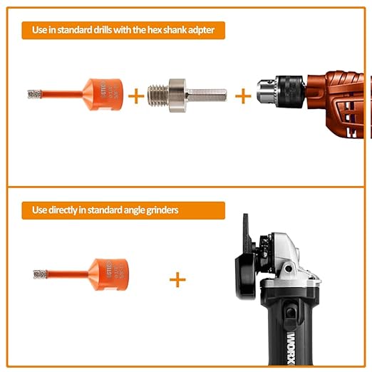 Diamond Core Drill Bit Kit BGTEC Diamond Hole Saw Tile Cutter for Porcelain Tile Ceramic Marble Brick Granite Stone, 5/8"-11 Thread Hole Saw 8/8/8mm+HEX Adapter