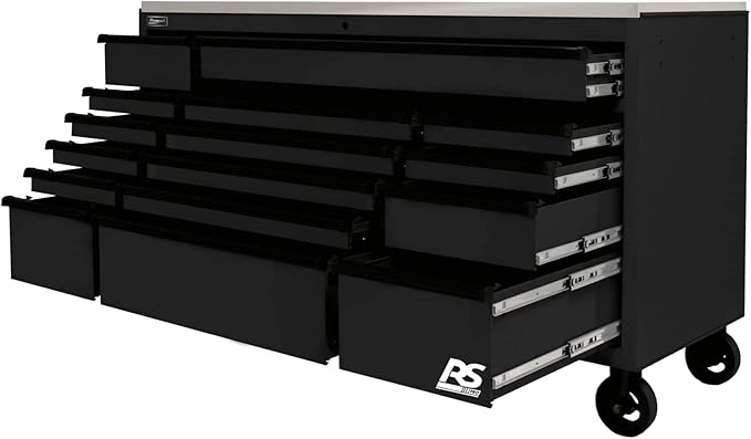 Homak 72” Roller Cabinet w/Stainless Steel Top RS Pro Workstation (Midnight Black)