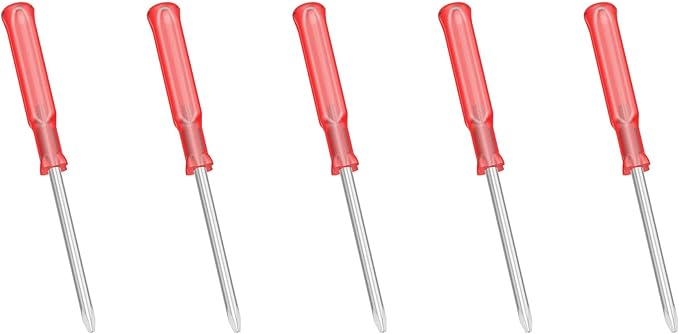 5PCS Mini Phillips Screwdriver, 2.5mm Cross Head with Red Non-slip Handle for Small Appliances, 2.56"(65mm) Total Length, Non-magnetic