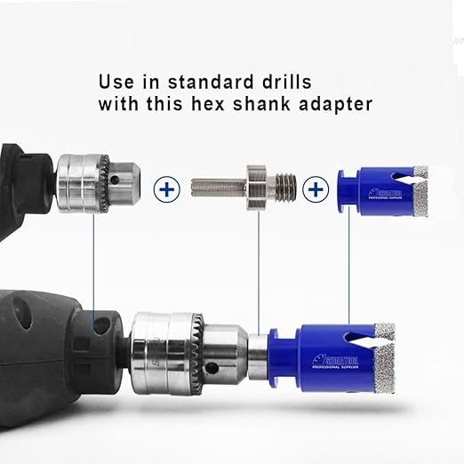 SHDIATOOL Diamond Drill Core Bits,Tile Drilling Core Hole Saw Cutter Beveling Chamfer for Porcelain Marble Ceramic Granite with Hexagon Shank Adapter 10pcs(6/6/8/20/25/35/50/20MM/2INCH/HEX)