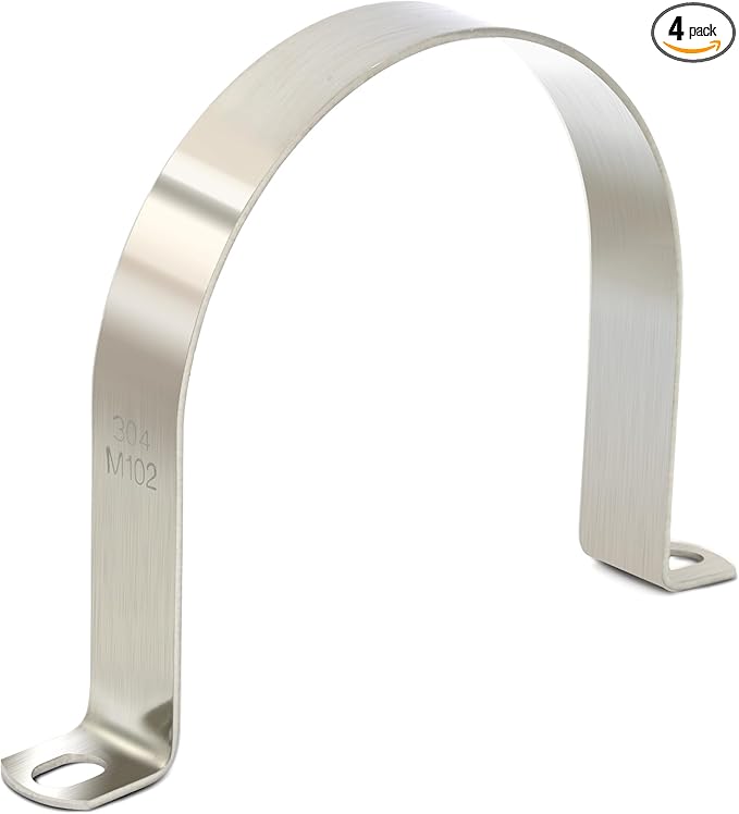 OD 3-15/16" Conduit Clamp 304 SS 2-holes U Pipe Bracket, Tube Clamps for Large Cable/Pipe, Heavy Duty Pipe Clamp | OD 3-15/16" | 4 pcs