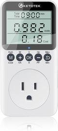 KETOTEK Watt Meter Power Meter Plug Electricity Usage Monitor for Home, Energy Monitor with LCD Display, Kilowatt Meter Socket Outlet, Voltage Amps Power Consumption Meter, Overload Protection