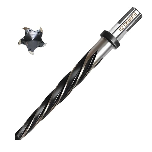 1/2” Bridge Construction Reamer Drill Bit, M2 HSS Taper Chucking Reamer for Steel Alloy Metal Wood Plastic, 1/2" Non-Slip Shank, 5-Spiral Flutes Car Reamer, to Align or Enlarge Holes, 12mm