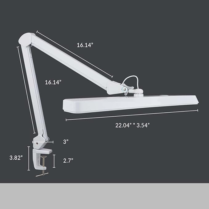 Neatfi (New Model) XL 2,500 Lumens LED Task Lamp with Clamp, 5 Light Modes, 3000-6000K Correlated Color Temperature, 30W, Dimmable, 324 Pcs SMD LED, Desk Light for Home, Office (CCT, White)