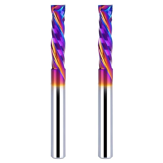 2PCS Up & Down Cut Spiral Router Bit 1/4 Inch Shank 1/4 Inch Cutting Diameter, Coating CNC Router Bits End Mill for Wood Cutting, Slot Mortise, Engraving