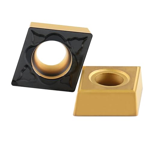 Accusize Industrial Tools Ccmt32.51-P3 Cvd Coated Carbide Inserts, 10 Pcs/Box, Black and Yellow, 2200-1014