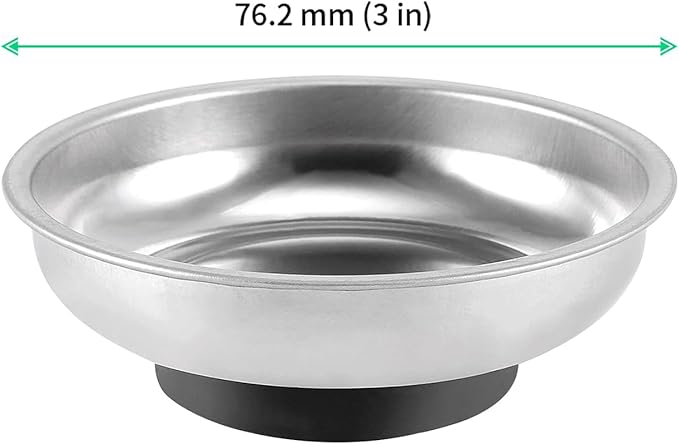 FUNSUEI 15 Packs 3 Inches Magnetic Tray, Stainless Steel Magnetic Bowl, Round Magnetic Parts Tray for Pins, Screws, Bolts, Nuts, Small Parts