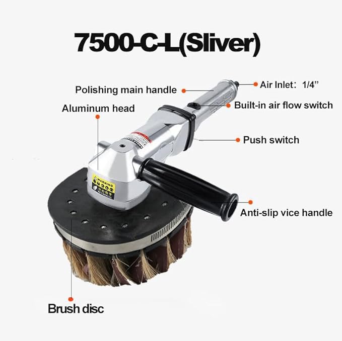7-Inch Pneumatic Shaped Sander Woodworking Machine Curved Surface Shape Grinding Air Polisher,Lightweight at 5.88lbs,Adjustable Speed Up to 2500rpm Wood Door Polishing and Sanding Tool