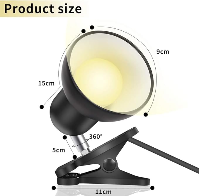 RONG&LAN Desk lamp,360° Rotation Clip on Lamp Portable Book Reading Light,Clamp on Desk/Table/Bunk Bed/Cupboard Home Lighting, (Seven Colors for Your Choice) Yellow