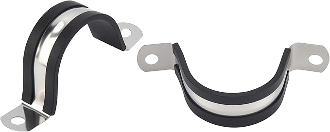 1 Inch 10 PCS 2 Holes Rubber Cushioned U Bracket Clamp, Reinforced Rigid Pipe Strap, Stainless Steel Conduit Straps Cable Clamp (25 mm) by Tavonuxt