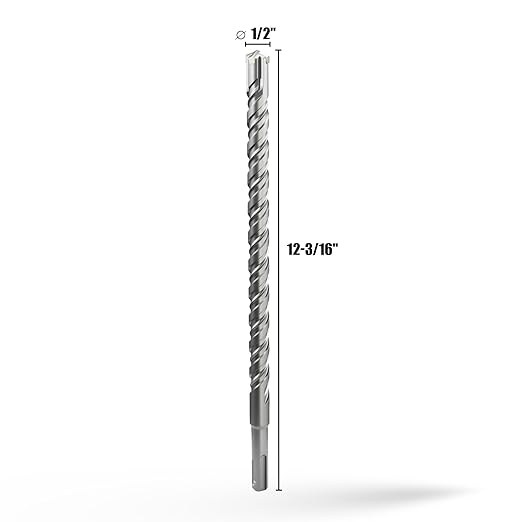 CSOOM SDS Plus Rotary Hammer Drill Bit 1/2"x12.2", Professional Concrete Drill Bit for Concrete, Brick, Stone and Cement Walls