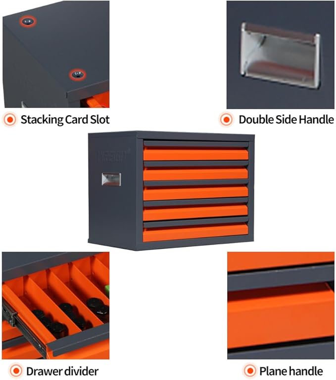 Drill Bit Dispenser Cabinet - 5 Drawers Drill Bit Organizer Cabinet | Drill Dispenser Organizer Cabinet Storage Size from 1/16" to 3/8" | Stackable Milling Cutter Storage Box for Drill Bit