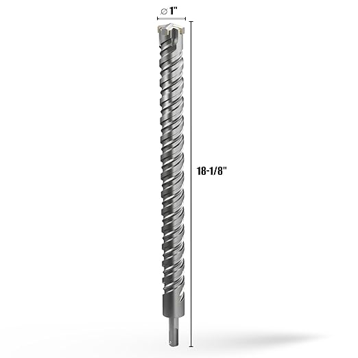 CSOOM SDS Plus Rotary Hammer Drill Bit 1"x18.11", Professional Concrete Drill Bit for Concrete, Brick, Stone and Cement Walls