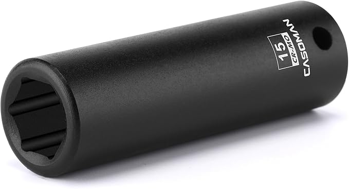 CASOMAN 1/2" Drive x 15mm Deep Impact Socket, 6-Point, Metric, CR-MO