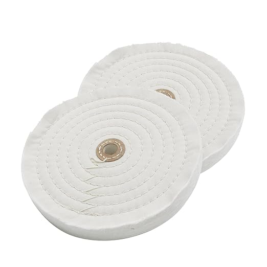6 Inch Extra Thick Cotton Buffing Wheel, 5/8 Inch Arbor Hole 70 Ply Abrasive Cloth Fine Polishing Wheel for Bench Grinder(White)