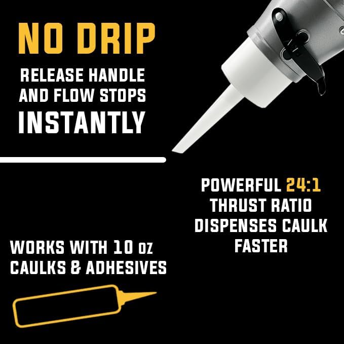 SILIGUN™ PRO Compact 24:1 Caulking Gun - No Drip Caulk Gun - Patent Design - Lightweight Aluminum Frame - Works with all 10 oz Tubes (SILIGUN PRO Nozzle Kit)