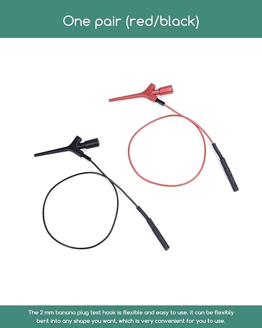 Multimeter Test Hook Clip, Mini SMD Grabber Test Clip with Lead to 2mm Jack Socket, Test Lead Minigrabber for Logic Analyzer