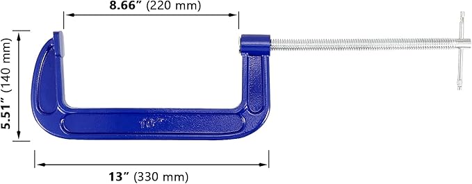 2 Pack C-Clamp, Malleable Iron C-Clamps, Heavy Duty C-Clamp T-Bar Handle for Woodworking, Metalworking, 8.6 Inch Max Jaw Opening, 3.7 Inches Throat Depth