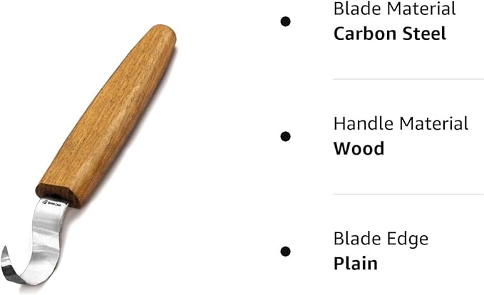 BeaverCraft Spoon Carving Hook Knife SK1 - Spoon Carving Tools Right-Handed - Crooked Whittling Knife for Spoons Kuksa Bowls and Cups, Whittling Tools for Beginners and Professional Carvers