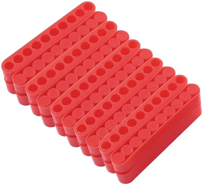20Pcs 10 Holes Hex Shank Screwdriver Bit Holder, Plastic Screwdriver Head Storage Case, Drill Bit Storage Case, Screwdriver Head Holder Organizer Fit for Hex Shank, Red
