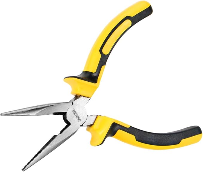DOWELL 6 Inch Long Nose Pliers Needle Nose Pliers with Wire Cutter Nickel Chromium Steel Construction Professional Handle