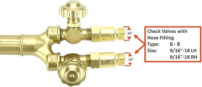 SÜA - Heavy Duty Oxy-Fuel Torch Replacement for Victor with Check Valves + Cutting & Heating Tips (Acetylene)